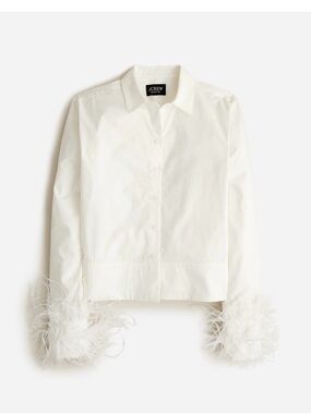 J. Crew Cream Feather-Cuff Cotton Jacket